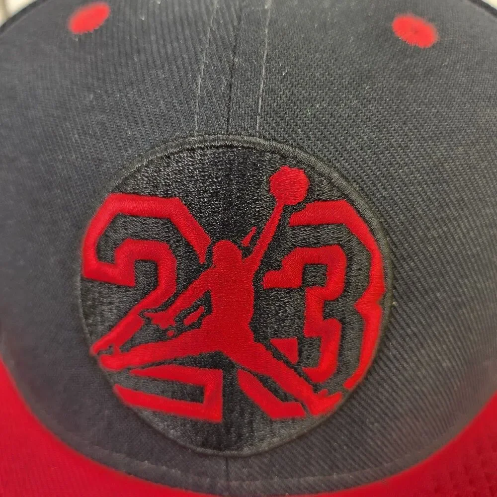 Air Jordan 23 Jumpman Snapback Hat Black Red Chicago Bulls Colorway Baseball Cap